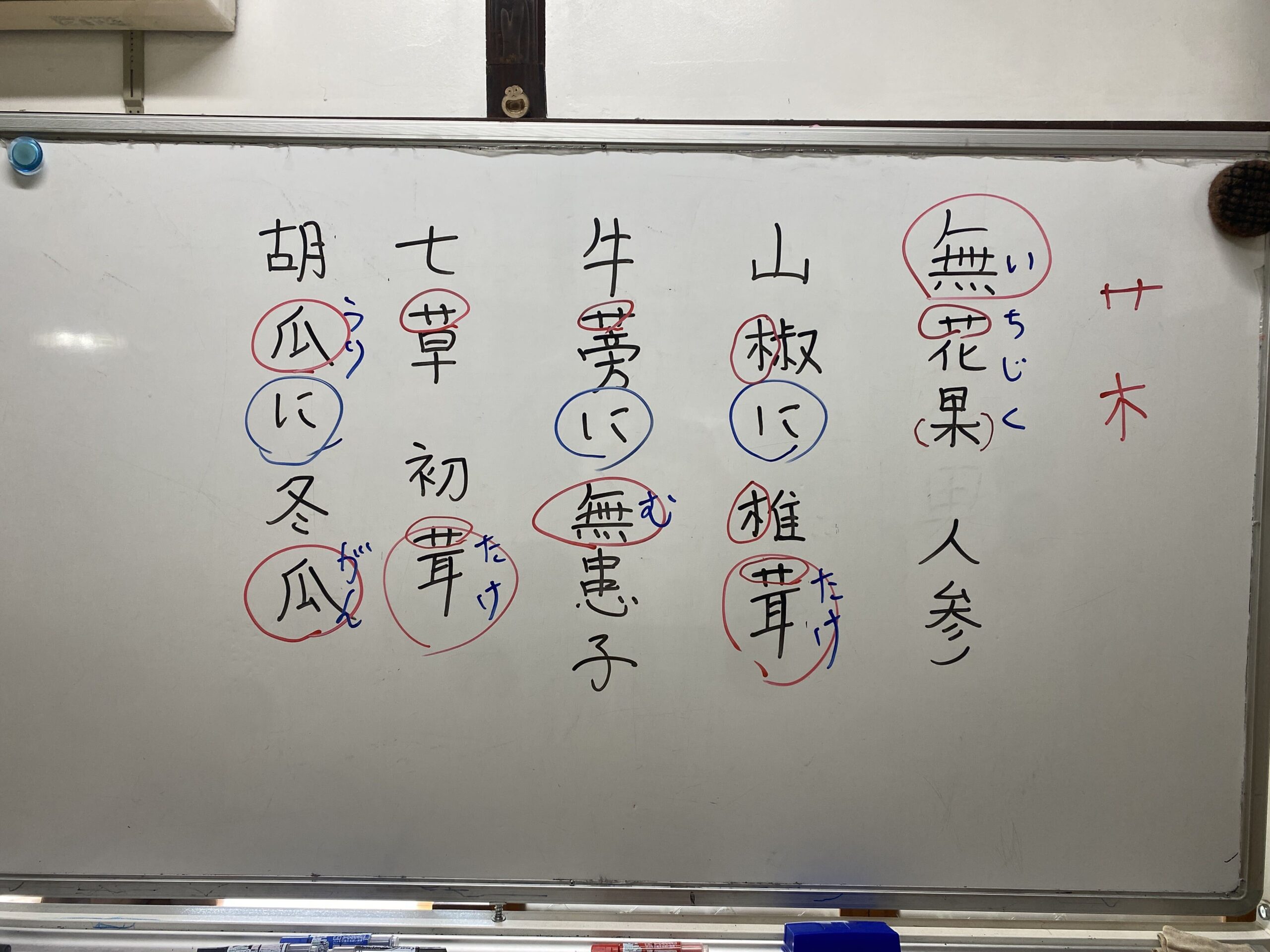 同じ漢字で読み方の違いを確認する板書